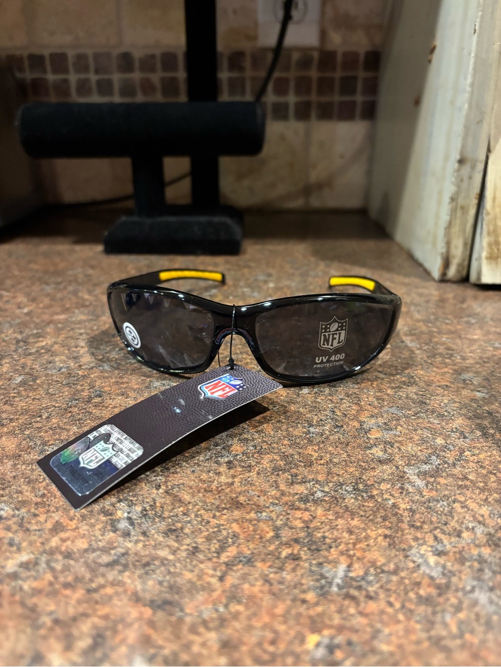 NFL Black Steelers Sunglasses with Yellow Temple Accents